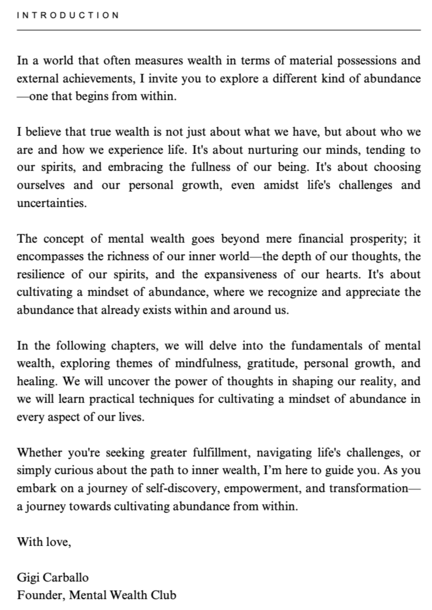 Mental Wealth - Cultivating Abundance From Within (EBOOK)